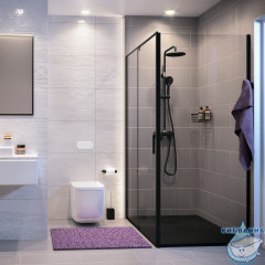 Душевое ограждение Wasserkraft Elbe 74P20 90x80 профиль черный, стекло прозрачный (без поддона)