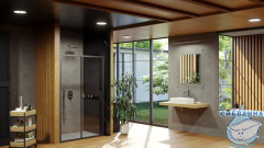 Дверь в нишу Ravak Blix Slim BLSDP2-100 100х195 профиль чёрный стекло прозрачное X0PMA0300Z1