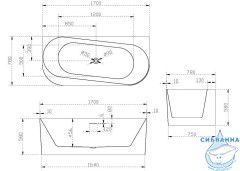 Акриловая ванна ABBER AB9494-1.7 170x78 с каркасом