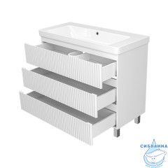 Тумба напольная Brevita Victory 105 белый матовый с раковиной Dreja Luxury 105
