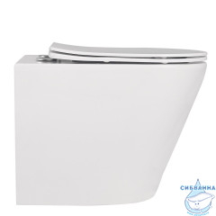 Унитаз приставной безободковый Abber Bequem AC1113 с сиденьем Soft Close (микролифт) (белый)