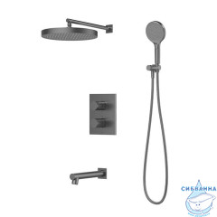 Душевая система с тропическим, ручным душем и изливом, термостат, графит матовый, Duna, IDDIS, DUNGMSTi68