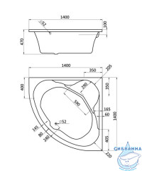 Акриловая ванна Santek Мелвилл 140х140 с каркасом