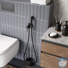Встраиваемый смеситель с гигиеническим душем Wasserkraft A70638 (черный матовый)