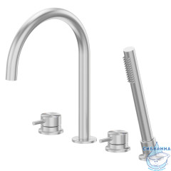 Смеситель ABBER Wasser Kreis 316 AF8113BST на борт ванны, брашированная сталь
