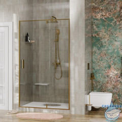 Дверь в нишу Wasserkraft Aisch 120 см профиль золото, стекло прозрачное 55P05