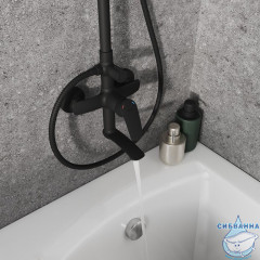 Смеситель для ванны с верхним душем, черный матовый, Rora, Milardo, RORBL4FM06