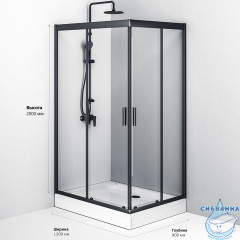 Душевое ограждение Am.Pm Gem W90G-404-120290-BT 120x90 профиль черный, стекло прозрачное (без поддона)