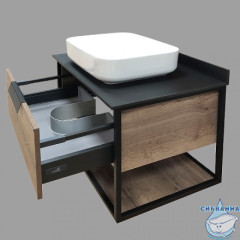 Тумба подвесная Comforty Кёльн 75 дуб темный с раковиной Comforty T-Y9378