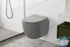 Унитаз подвесной безободковый Abber Bequem AC1103MG с сиденьем Soft Close (микролифт) (серый матовый)