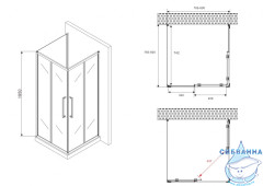 Душевое ограждение ABBER Schwarzer Diamant AG02080BH-S80B 80x80 профиль черный, стекло прозрачный (без поддона)