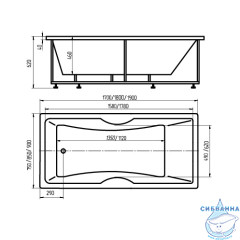 Акриловая ванна Aquatek Феникс 160х75 с каркасом