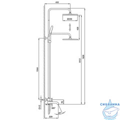 Душевая система Gappo G2406-6 250 1 режим (черный)
