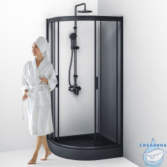 Душевое ограждение Am.Pm Gem W90G-401-090BT 90x90 профиль черный, стекло прозрачное (без поддона)