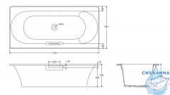 Ванна чугунная Jacob Delafon Volute 170х80 без отверстий для ручек, без ножек