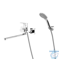 Смеситель для ванны с длинным изливом  с керамическим дивертором, Atlantic, Milardo, ATLSBLCM10