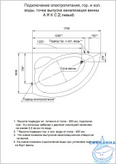 Акриловая ванна Aquatek Аякс 2 R 170х110 с каркасом