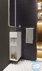 Тумба подвесная 1Marka Laura 40П с раковиной Laura 40 белый глянец R