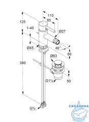 Смеситель для биде Kludi Bozz 385333976 (с донным клапаном) (черный )