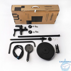 Смеситель для ванны с верхним душем, черный матовый, Rora, Milardo, RORBL4FM06