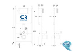 Инсталляция для унитаза Charus City с кнопкой смыва Charus хром глянец, с унитазом Grossman GR-001SQ (с сиденьем Soft Close) (микролифт)
