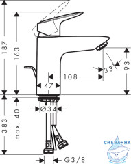 Смеситель для раковины Hansgrohe Logis 71100000 (с донным клапаном)