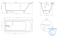 Ванна из искусственного камня Salini Cascata 170x75 (материал Sapirit, белый глянцевый)