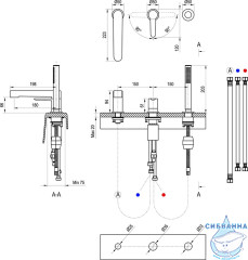 Смеситель для ванны на борт Ravak Puri X070142 (хром)