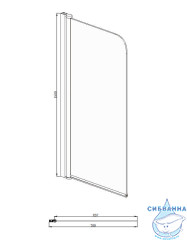 Шторка для ванны Azario Merrit 70x150 профиль серебро, стекло прозрачное NF6211 700