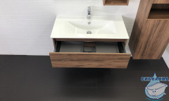 Тумба подвесная Comforty Бордо 90 дуб темно-коричневый с раковиной Quadro 90 00-00006671