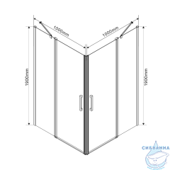 Душевое ограждение Vincea Orta 100x100 профиль хром, стекло прозрачное VSS-1O1010CL