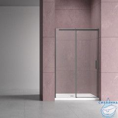 Дверь в нишу Vincea Dice 110 профиль вороненая сталь, стекло прозрачное VDS-4D110CLGM