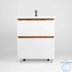 Тумба Viant Мальта 70Н с раковиной Como 70 белый/дуб вотан