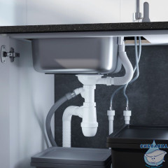 Cифон для мойки с выпуском 3 1/2 с переливом и отводом, Kitchen Line, IDDIS, S11UPS0i84