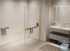 Walk-in Vincea Walk In HS 110 профиль брашированное золото, стекло прозрачное VSW-1HR110CLG