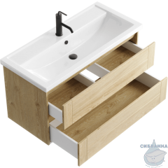 Тумба Aqwella Astrid 100 дуб двос с раковиной Фостер 100
