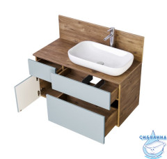Тумба Акватон Мишель 100 дуб рустикальный/фьорд, без раковины и столешницы 1A256901MIX30