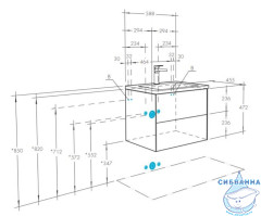 Тумба Акватон Сохо 60 с раковиной Элина 60 слейт/галька серая