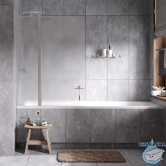 Шторка для ванны Wasserkraft Berkel Berkel 48P02-110L Matt glass 110x140 профиль хром, стекло матовое