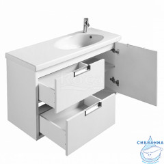 Тумба подвесная Roca Etna 100 см (2 ящика и 1 дверка) 857302806 с раковиной Roca 100 см белый глянец