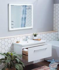 Тумба Dreja Big Inn 100 с раковиной Гармония 100, белый глянец