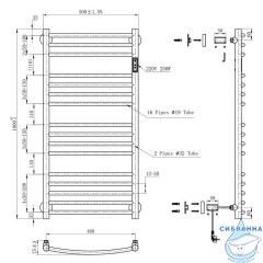 Полотенцесушитель электрический Calypso Antaeus П16 50х100 (оружейная сталь)
