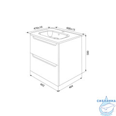Тумба с умывальником, подвесная, 60 см, светло-серый, Edifice, IDDIS, EDI60L0i95K  подходит умыв. 0106000i28