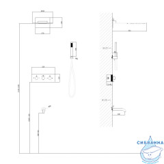 Душевая система Abber Wasser Kreis 300 1 режим AF8150B (черный матовый)
