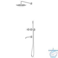 Душевая система ABBER Wasser Kreis 316 AF8150BST скрытого монтажа с изливом, термостат, брашированная сталь