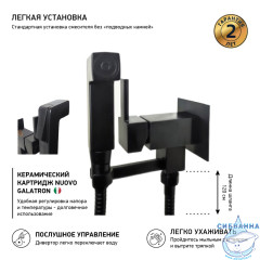 Смеситель Paini Bella BLPZ442 с гигиеническим душем (черный матовый )