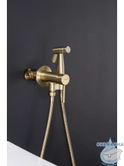 Встраиваемый смеситель с гигиеническим душем Gappo G7206-3 (сатин золотой)