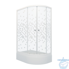 Душевое ограждение Тритон Коралл В L 120x80 профиль белый, стекло мозайка Щ0000061782 (с поддоном)