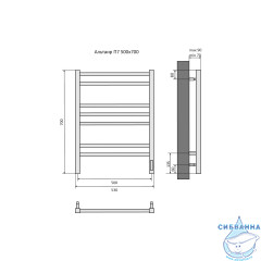 Полотенцесушитель электрический Aquatek Альтаир П7 500x700 хром (с возможностью скрытого подключения, подключение справа)