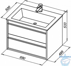 Тумба под раковину Aquanet Lino 70 см 253911 дуб веллингтон